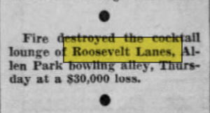 Roosevelt Lanes Recreation - Sept 25 1953 Fire Destroys Cocktail Lounge (newer photo)